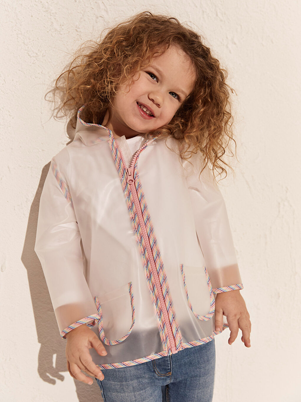 Hooded Long Sleeve Baby Girl Zipper Raincoat-2