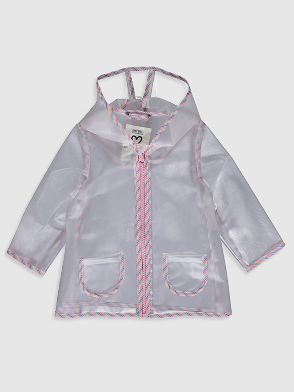 Hooded Long Sleeve Baby Girl Zipper Raincoat-7