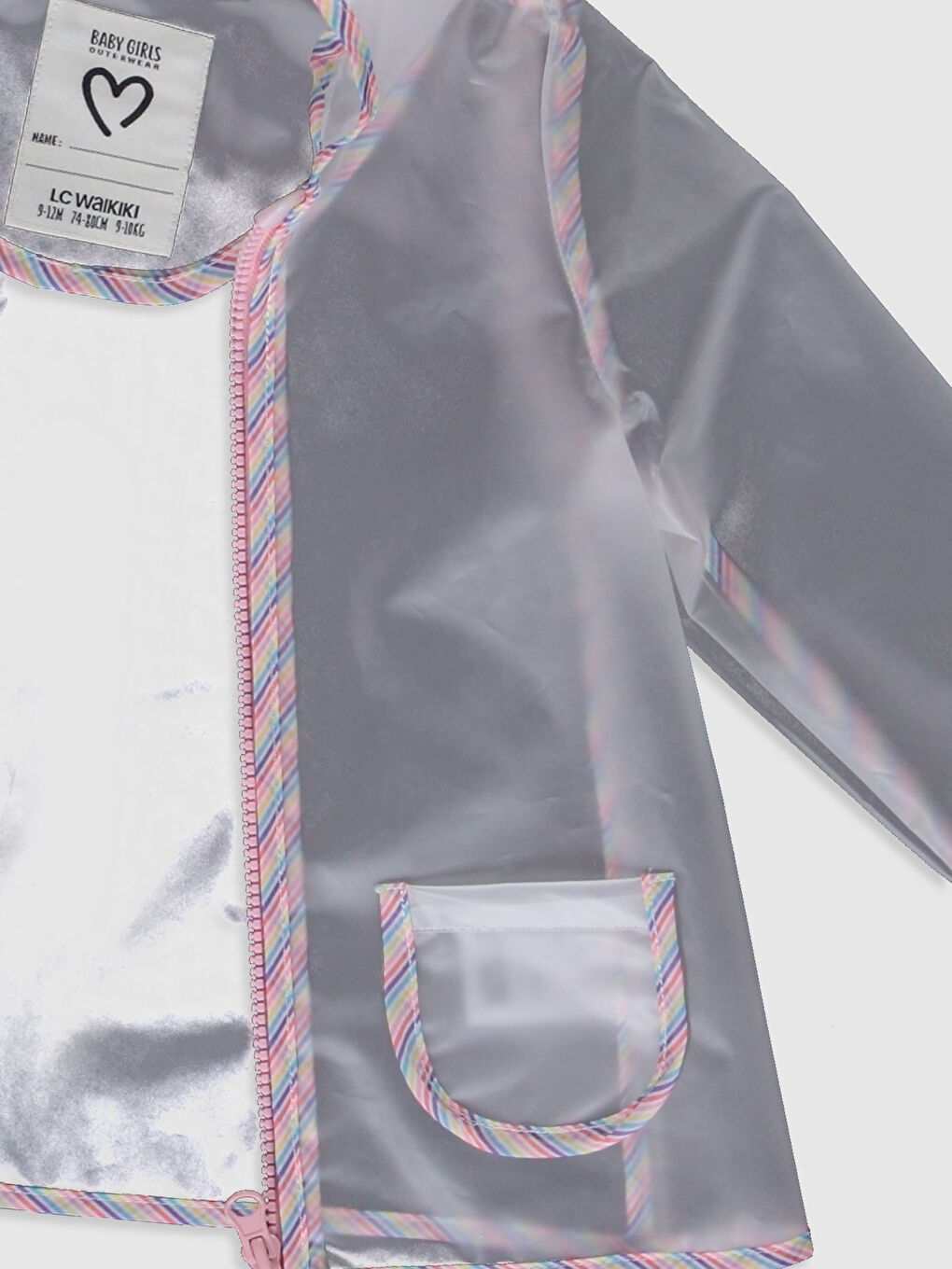 Hooded Long Sleeve Baby Girl Zipper Raincoat-9