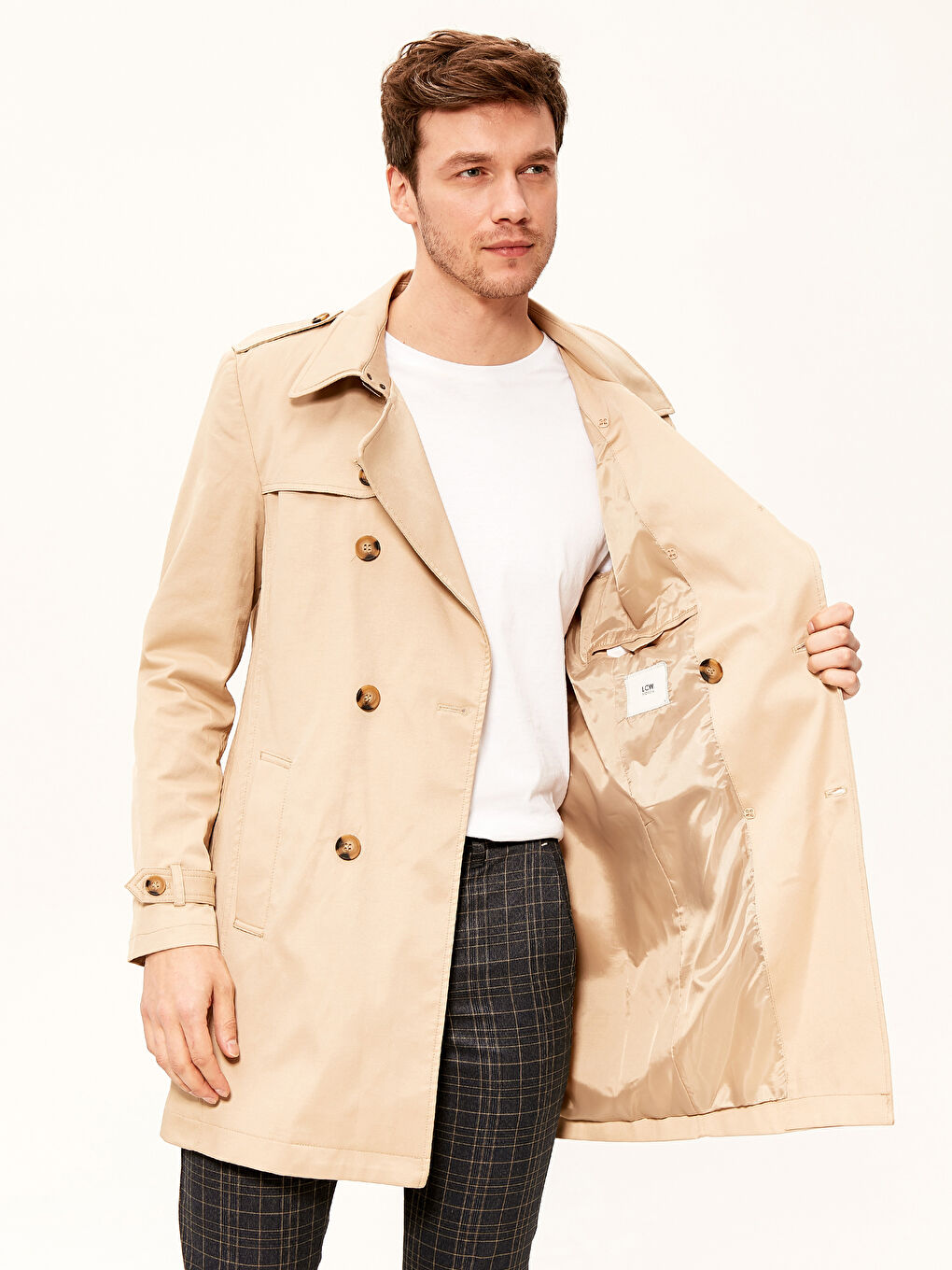 Bej Slim Fit İnce Trençkot-2