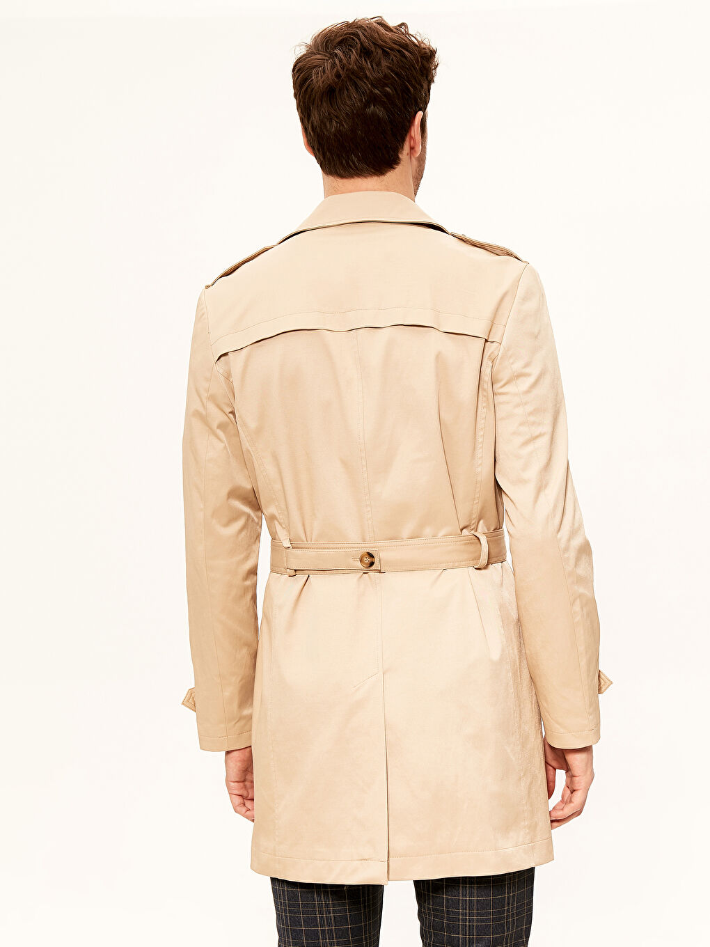 Bej Slim Fit İnce Trençkot-3
