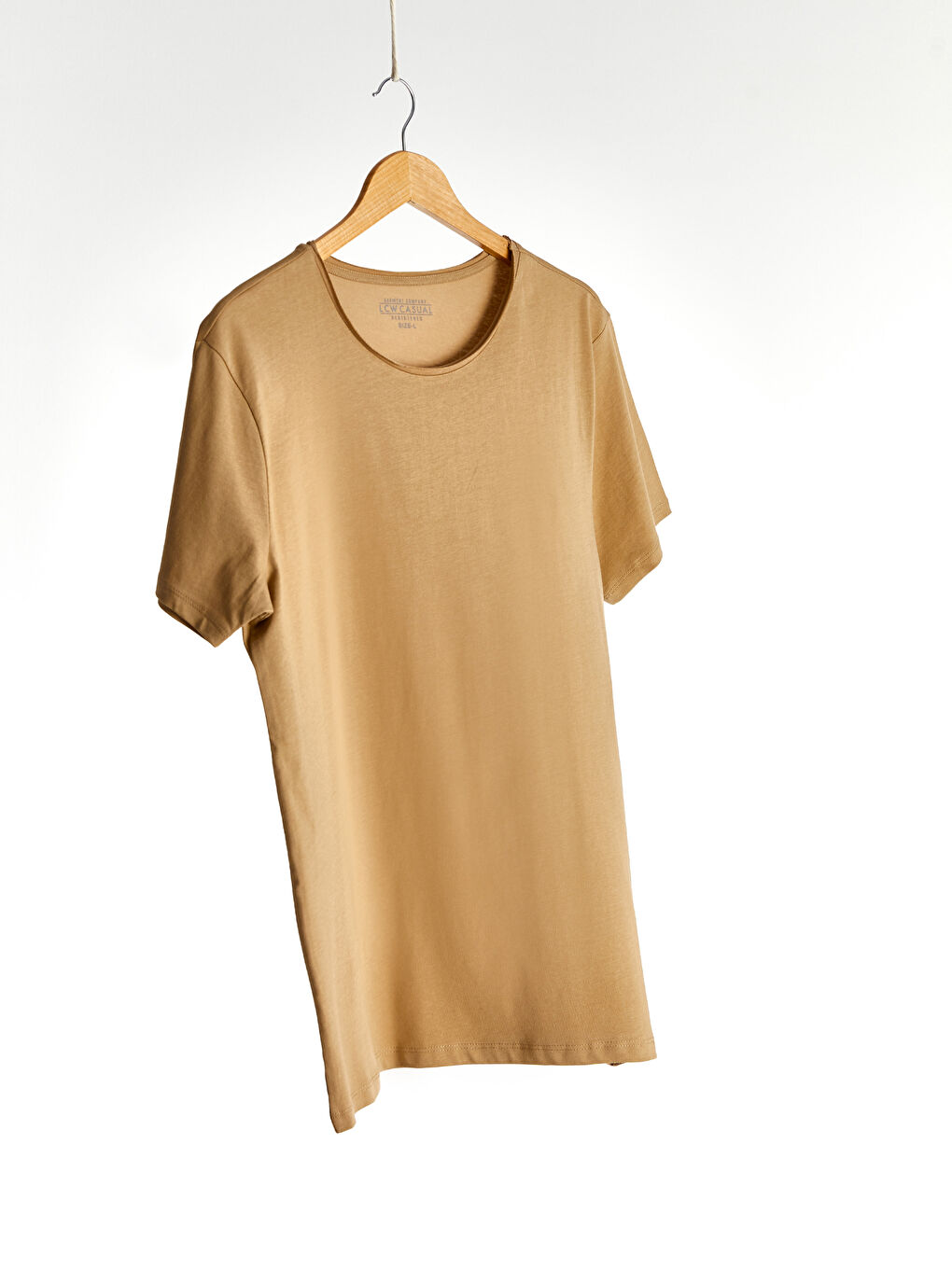 Bej Kısa Kollu Penye Erkek Tişört