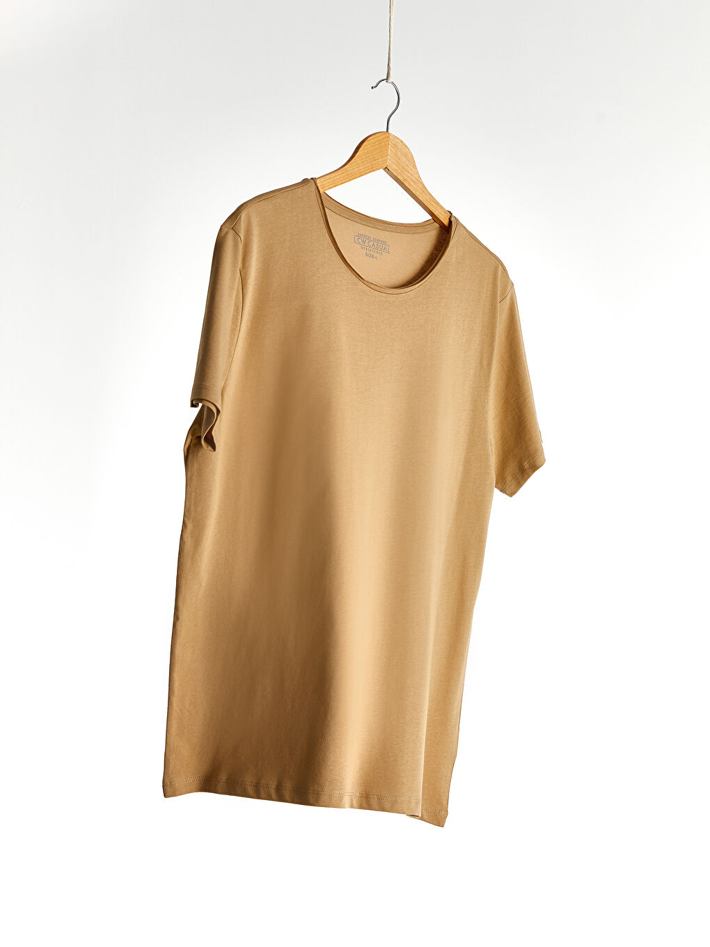 Bej Kısa Kollu Penye Erkek Tişört-3