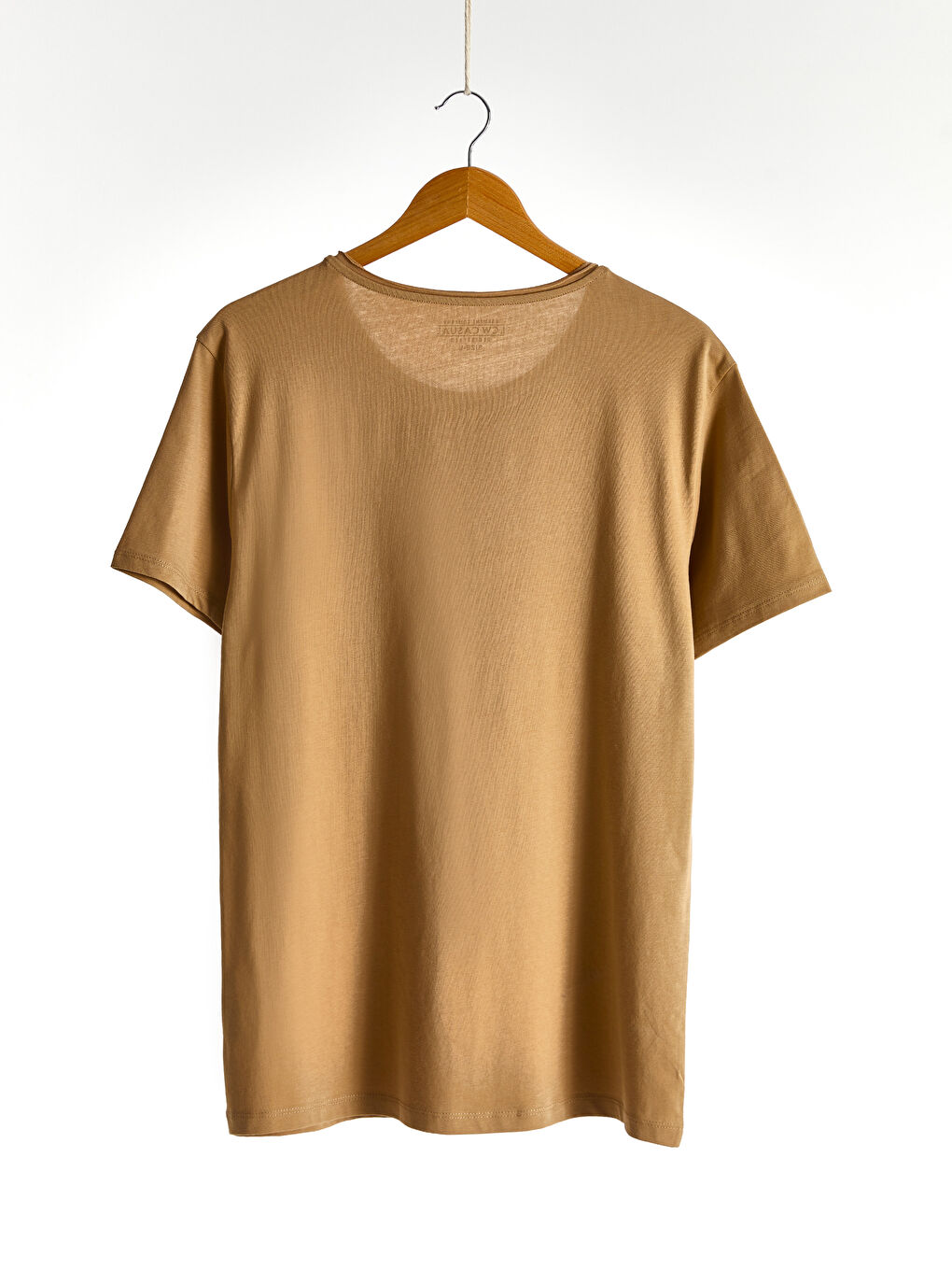 Bej Kısa Kollu Penye Erkek Tişört-4