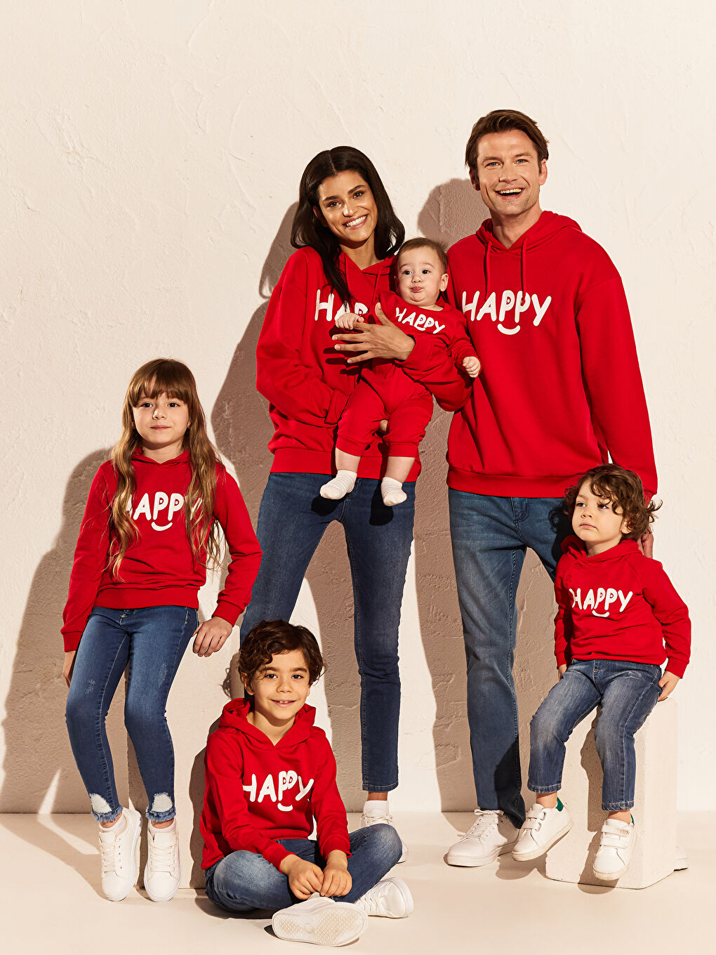 Kırmızı Uzun Kollu Baskılı Erkek Hoodie-2