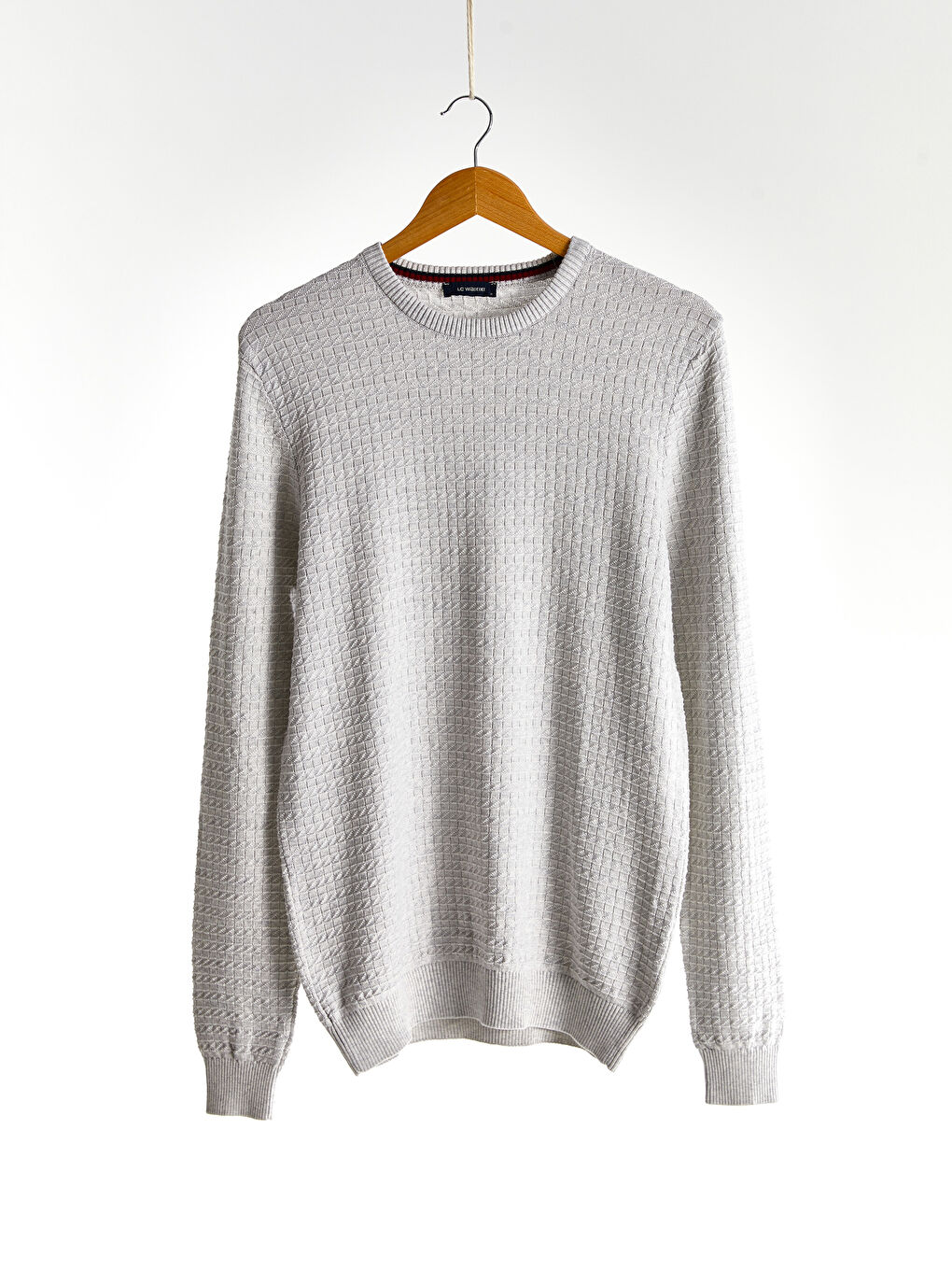 Bej Bisiklet Yaka Uzun Kollu İnce Erkek Triko Kazak-2