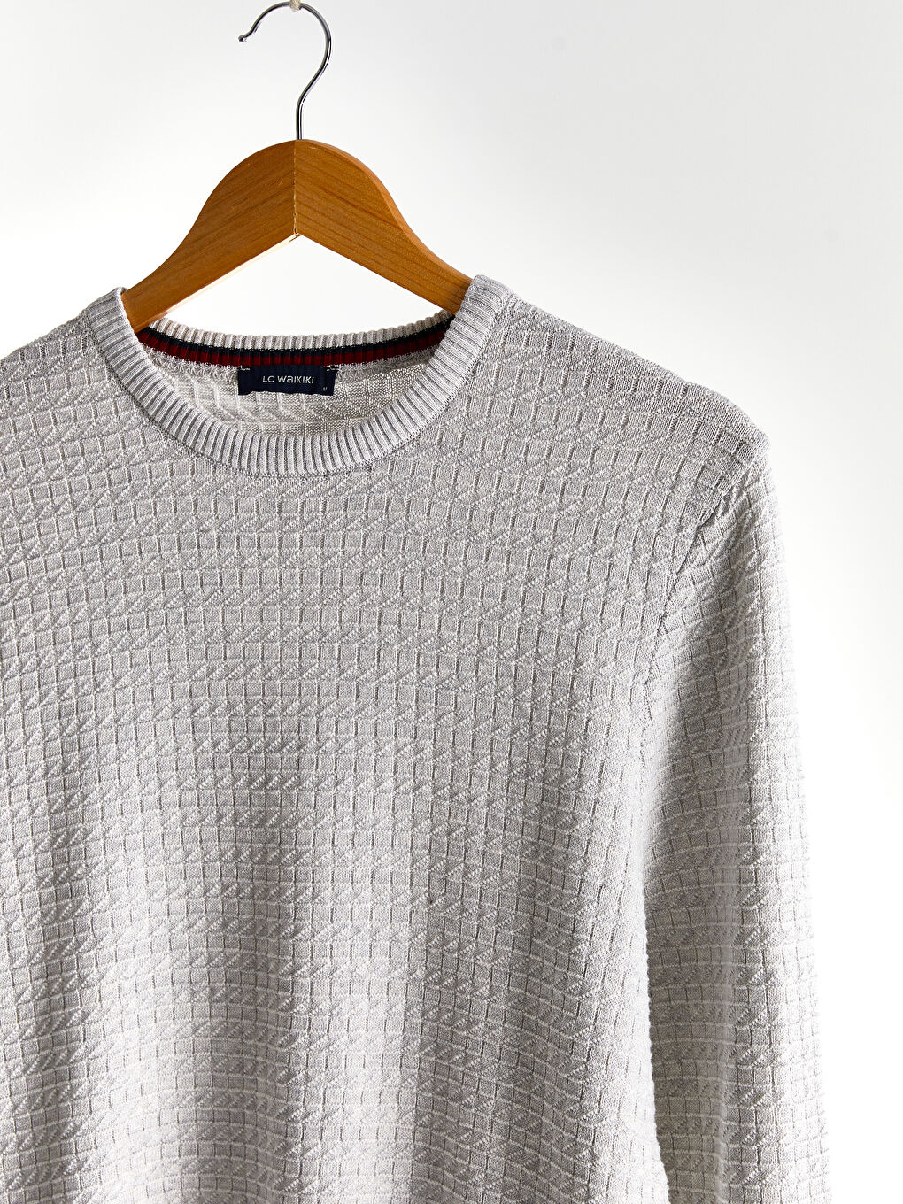 Bej Bisiklet Yaka Uzun Kollu İnce Erkek Triko Kazak-4