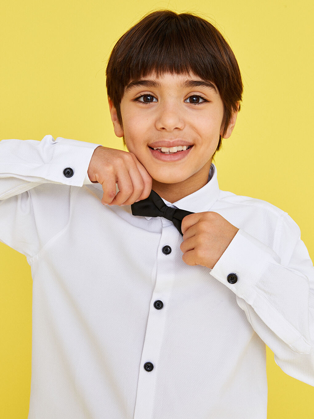 قميص كم طويل أساسي للأولاد مع بابيون-2