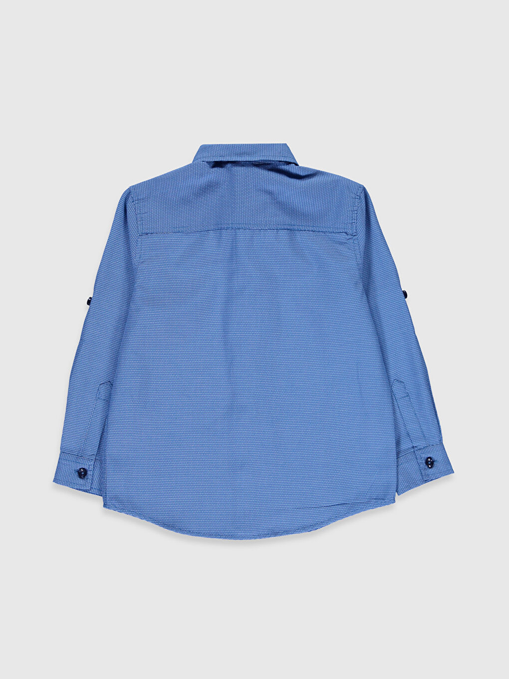 Mavi Kendinden Desenli Uzun Kollu Erkek Çocuk Gömlek ve Kravat-4