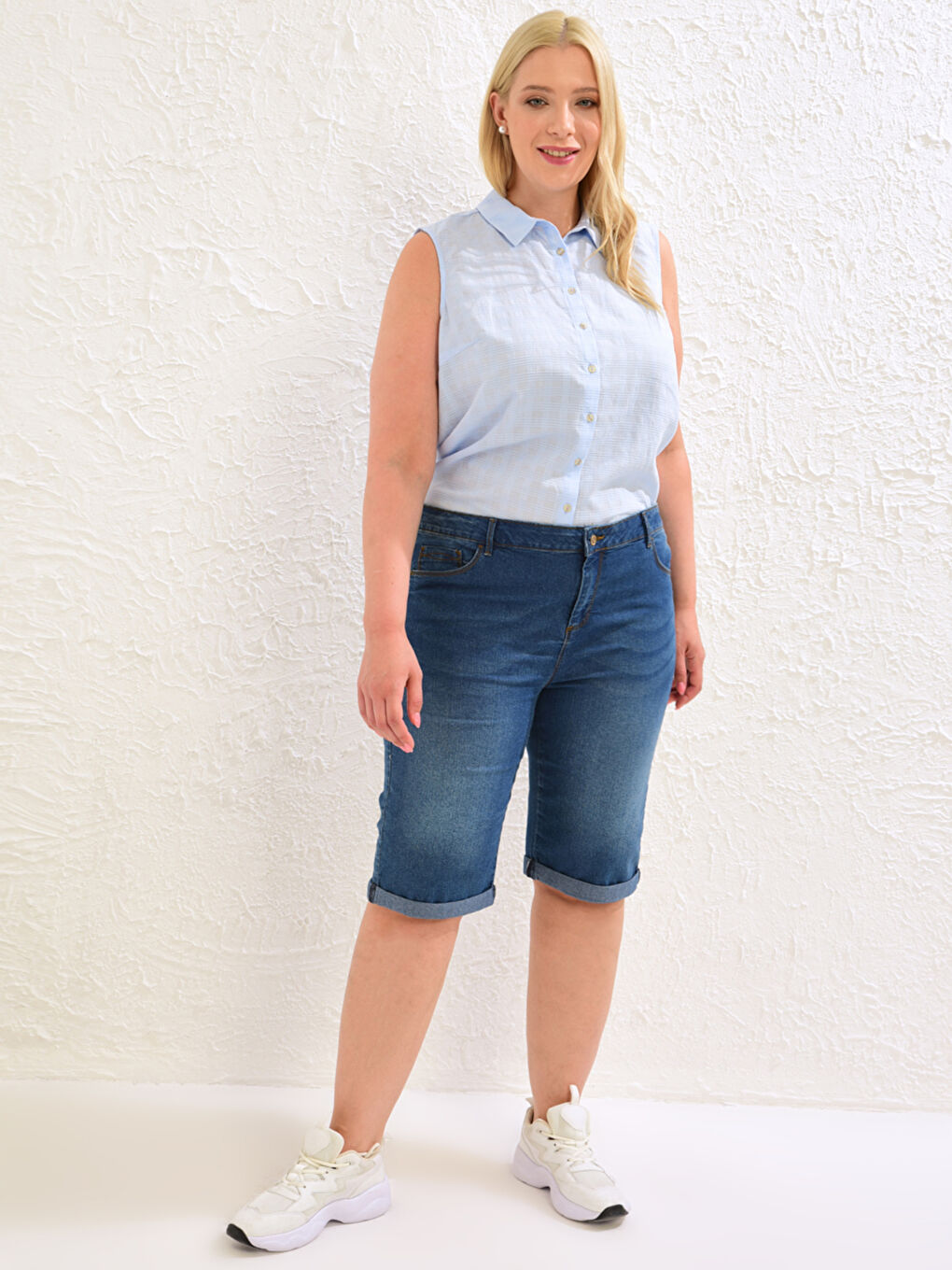 İndigo 5 Cepli Kadın Jean Şort-2