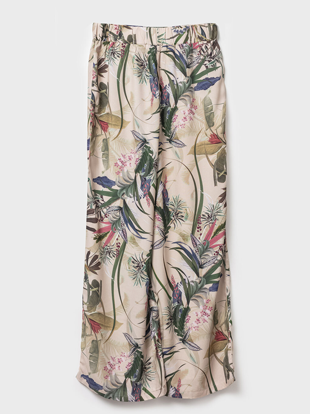 Elastic Waist Figured Palazzo Pants-2