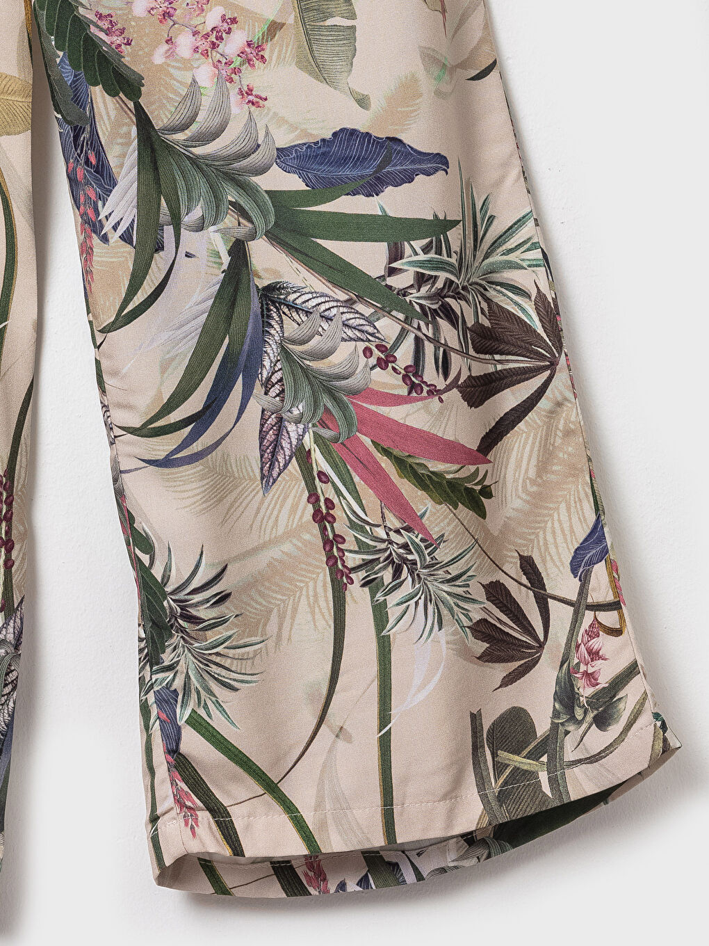 Elastic Waist Figured Palazzo Pants-1