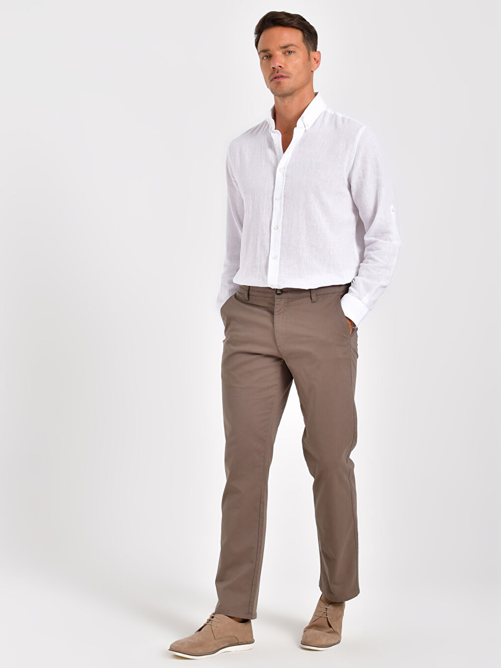 Normal Fit Gabardine Chino Trousers-2