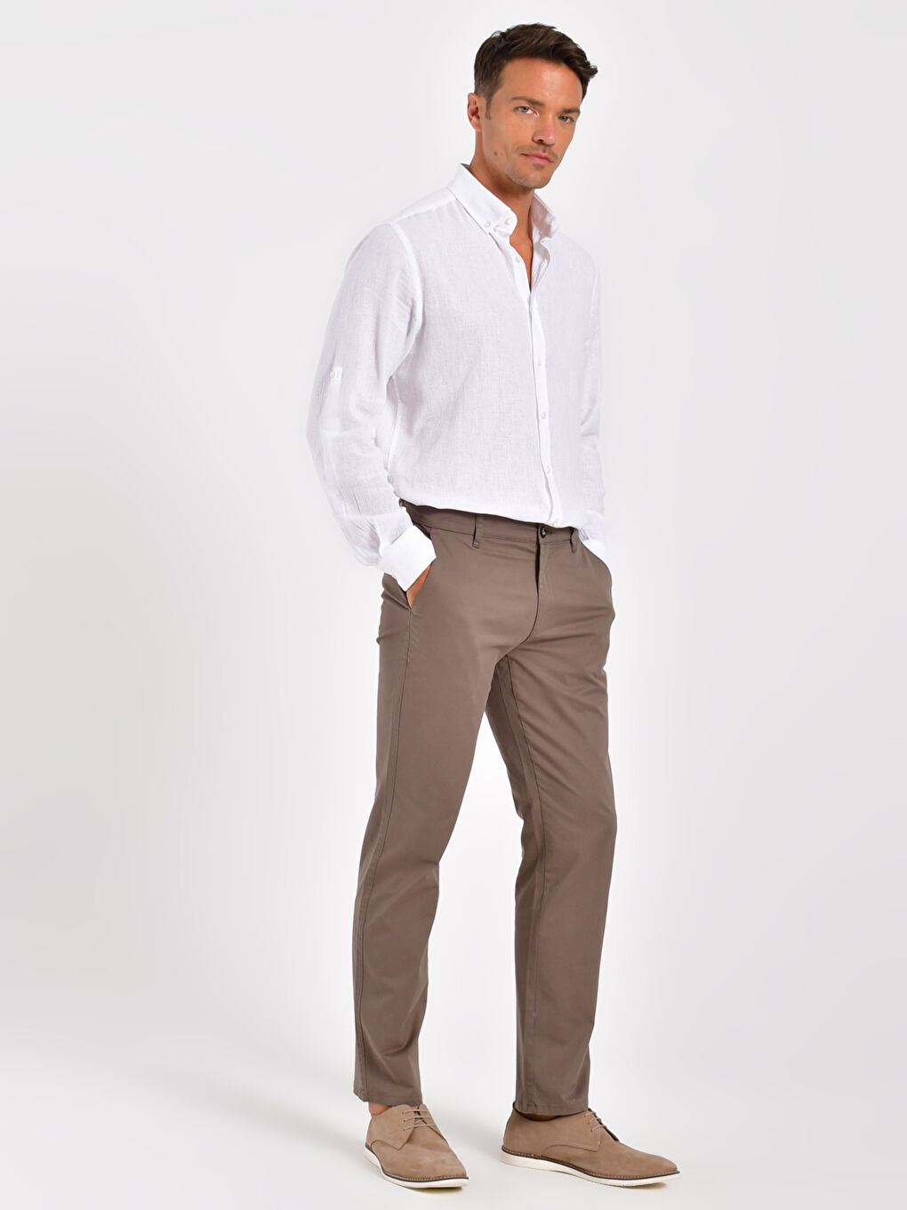 Normal Fit Gabardine Chino Trousers-1