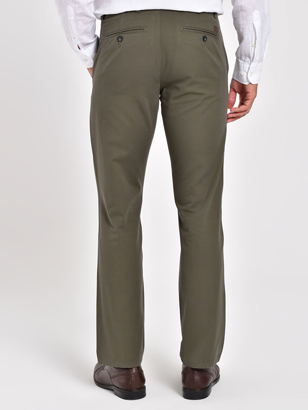 Haki Geniş Kalıp Gabardin Erkek Chino Pantolon-2