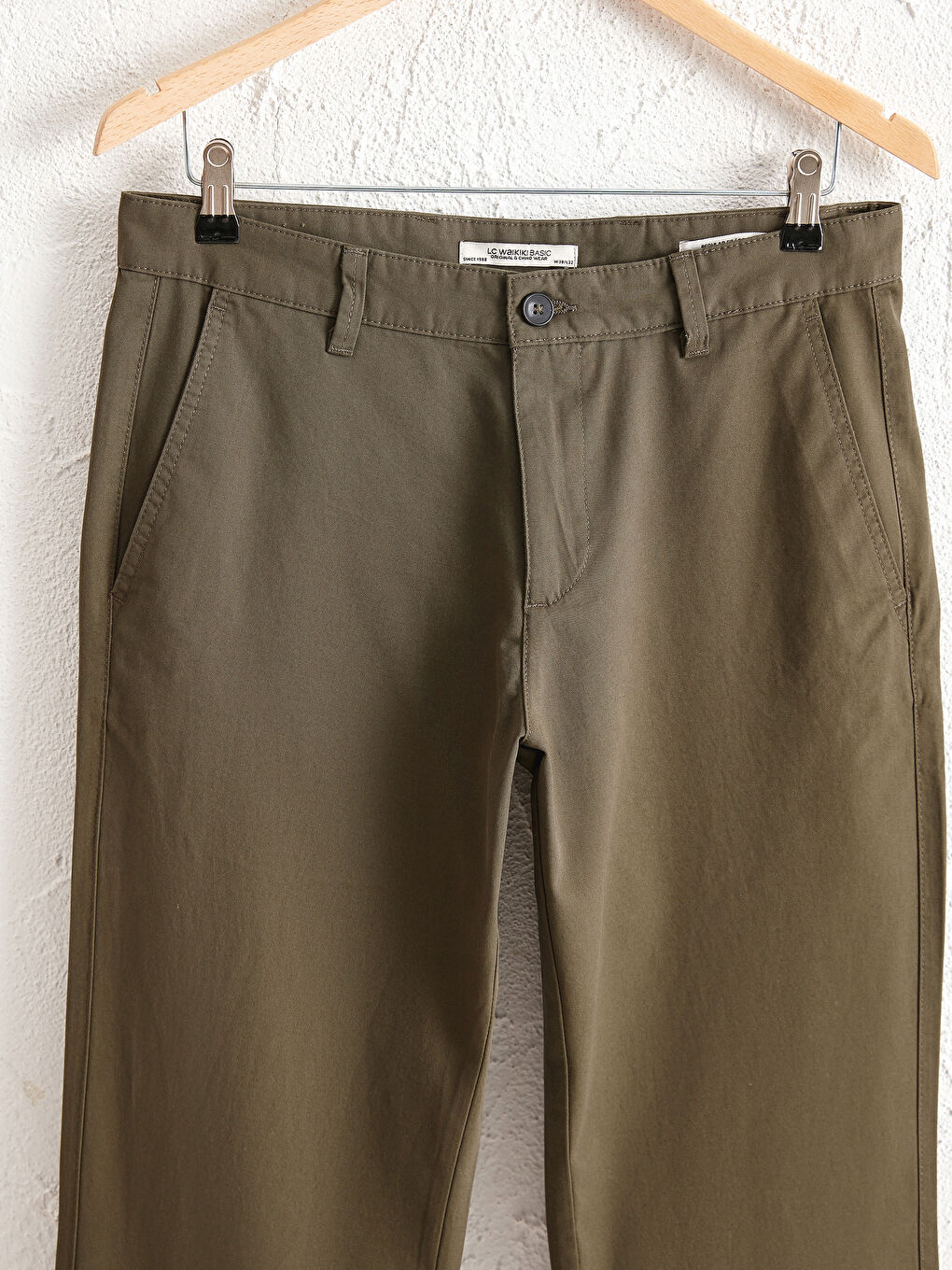 Haki Geniş Kalıp Gabardin Erkek Chino Pantolon-8
