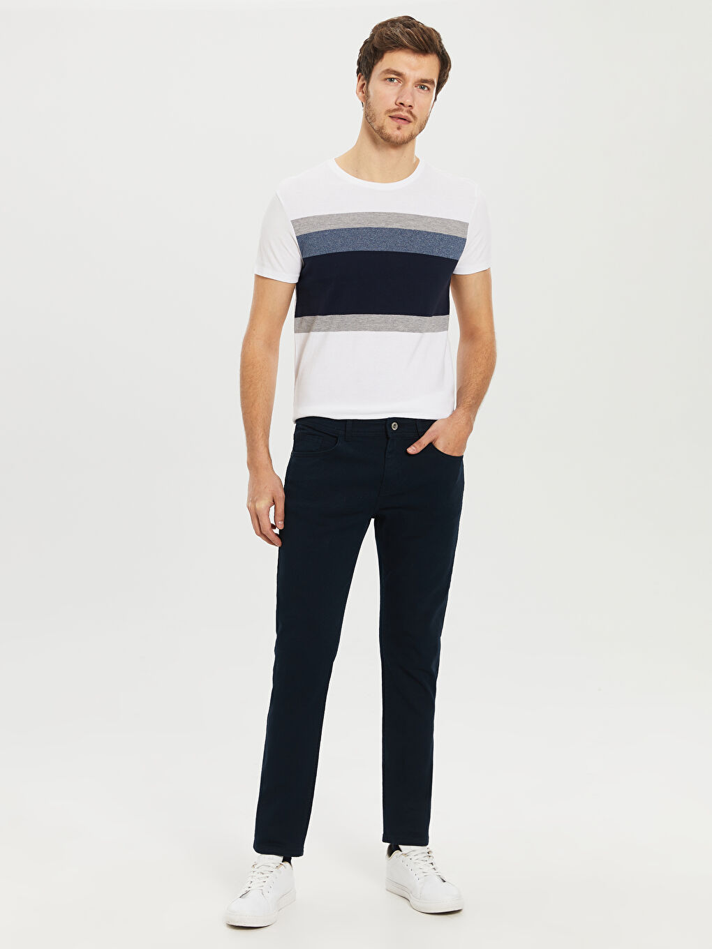 Lacivert Slim Fit Gabardin Erkek Pantolon