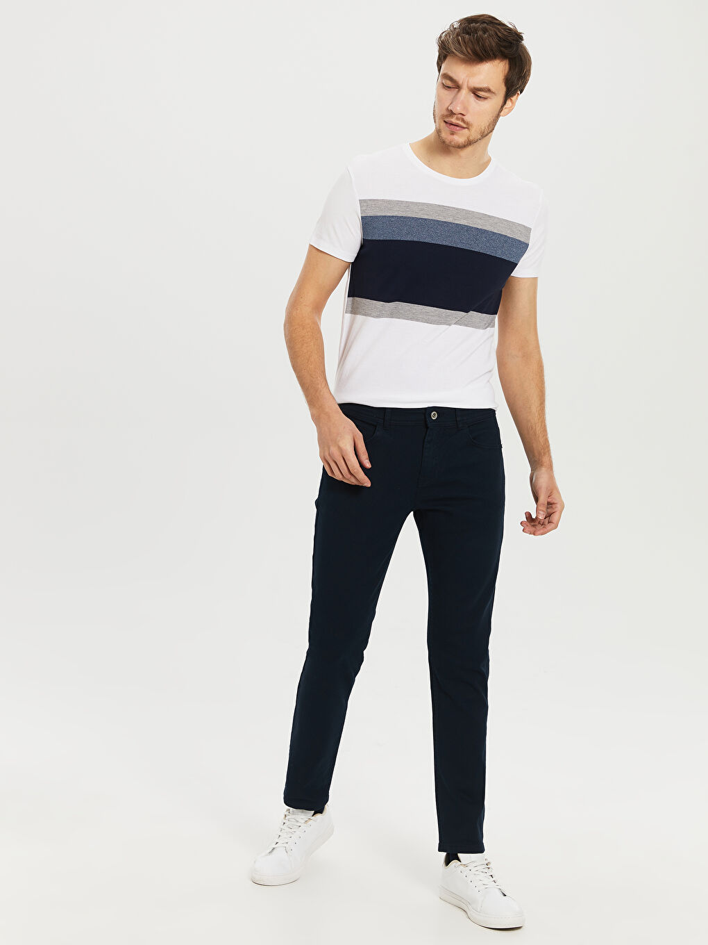 Lacivert Slim Fit Gabardin Erkek Pantolon-1