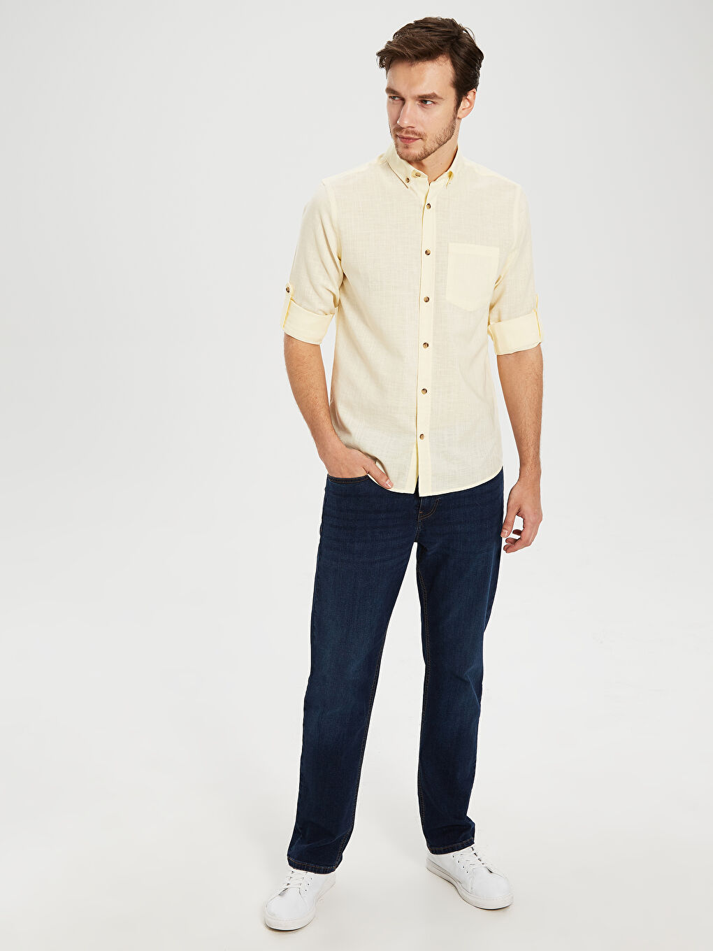 قميص بأكمام طويلة بقصة عادية-4