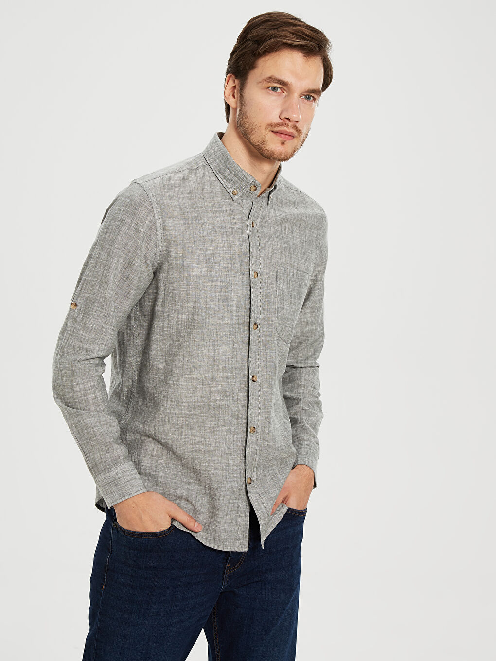 Рубашка стандартного кроя с длинным рукавом