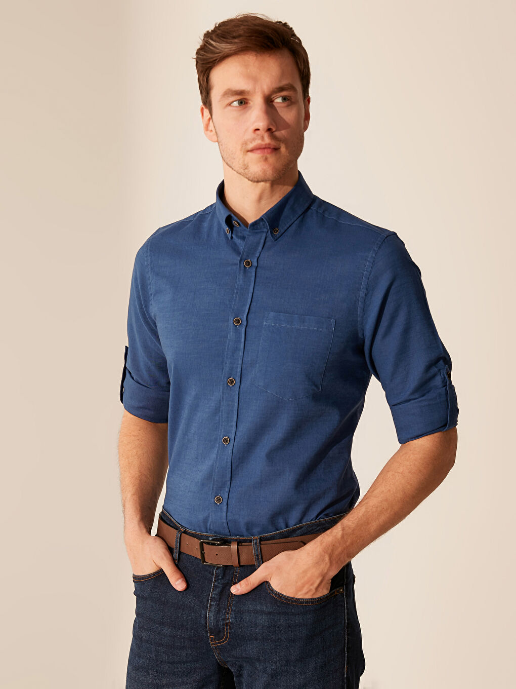 Chemise manches longues coupe régulière  -1