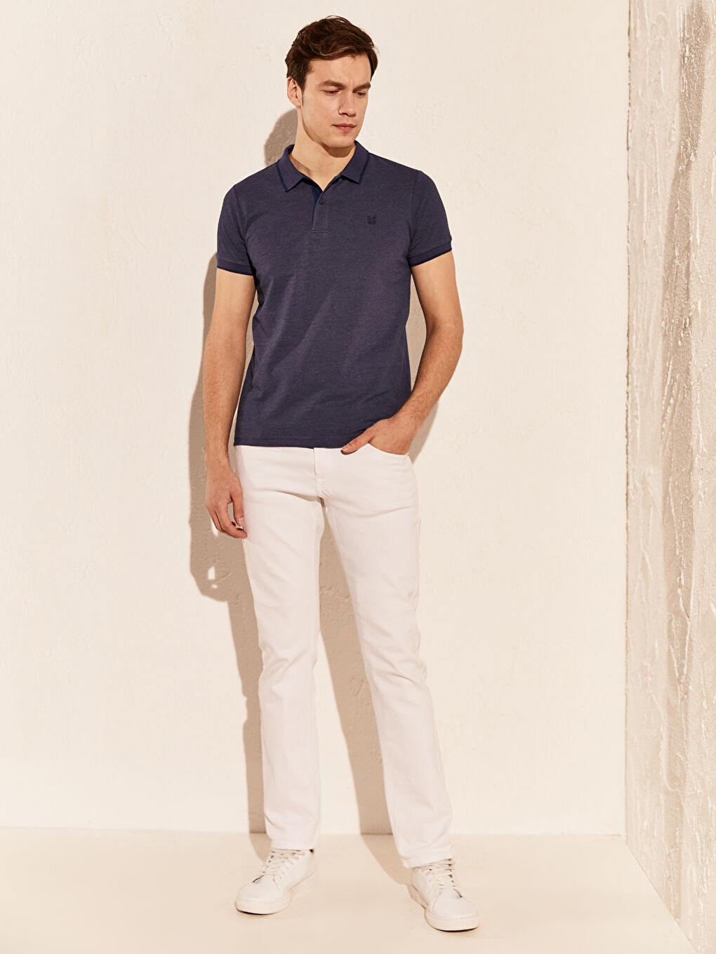 Футболка с воротником поло, базовая, с коротким рукавом, из ткани пике-3