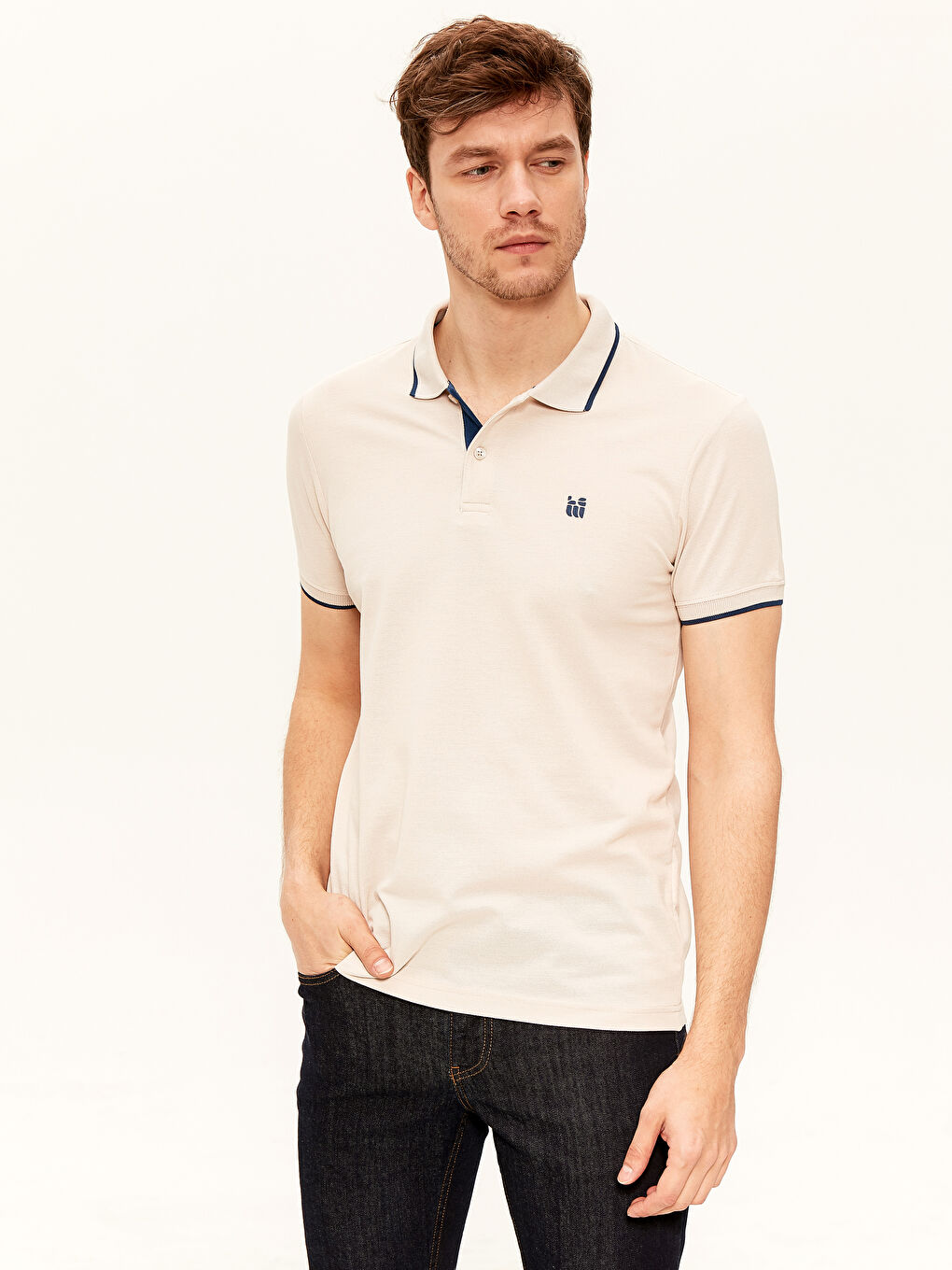 Футболка с воротником поло, базовая, с коротким рукавом, из ткани пике