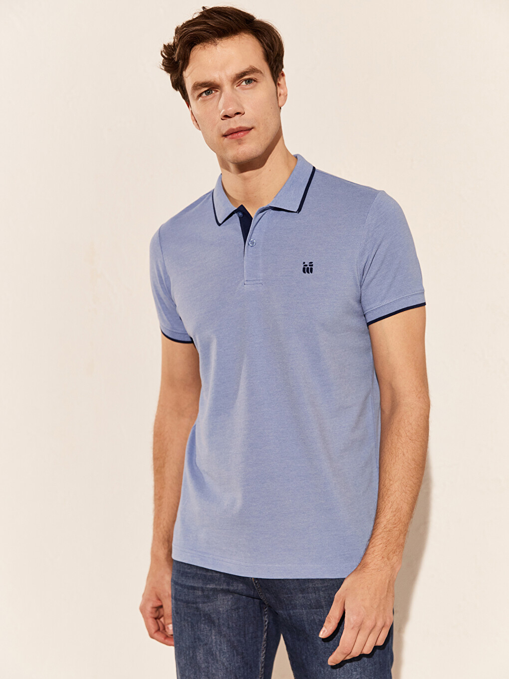 Polo Neck Basic Short Sleeve Pique T-shirt-1