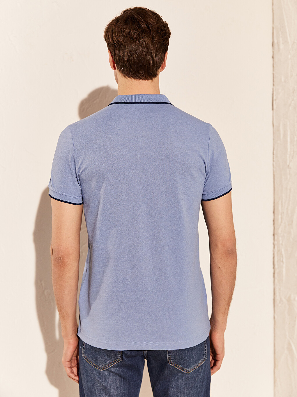 Polo Neck Basic Short Sleeve Pique T-shirt-3