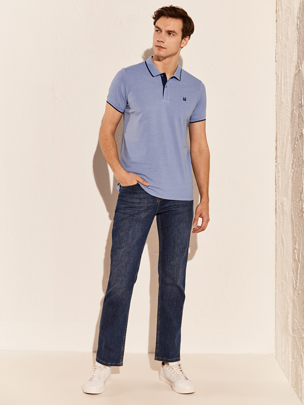 Polo Neck Basic Short Sleeve Pique T-shirt-4