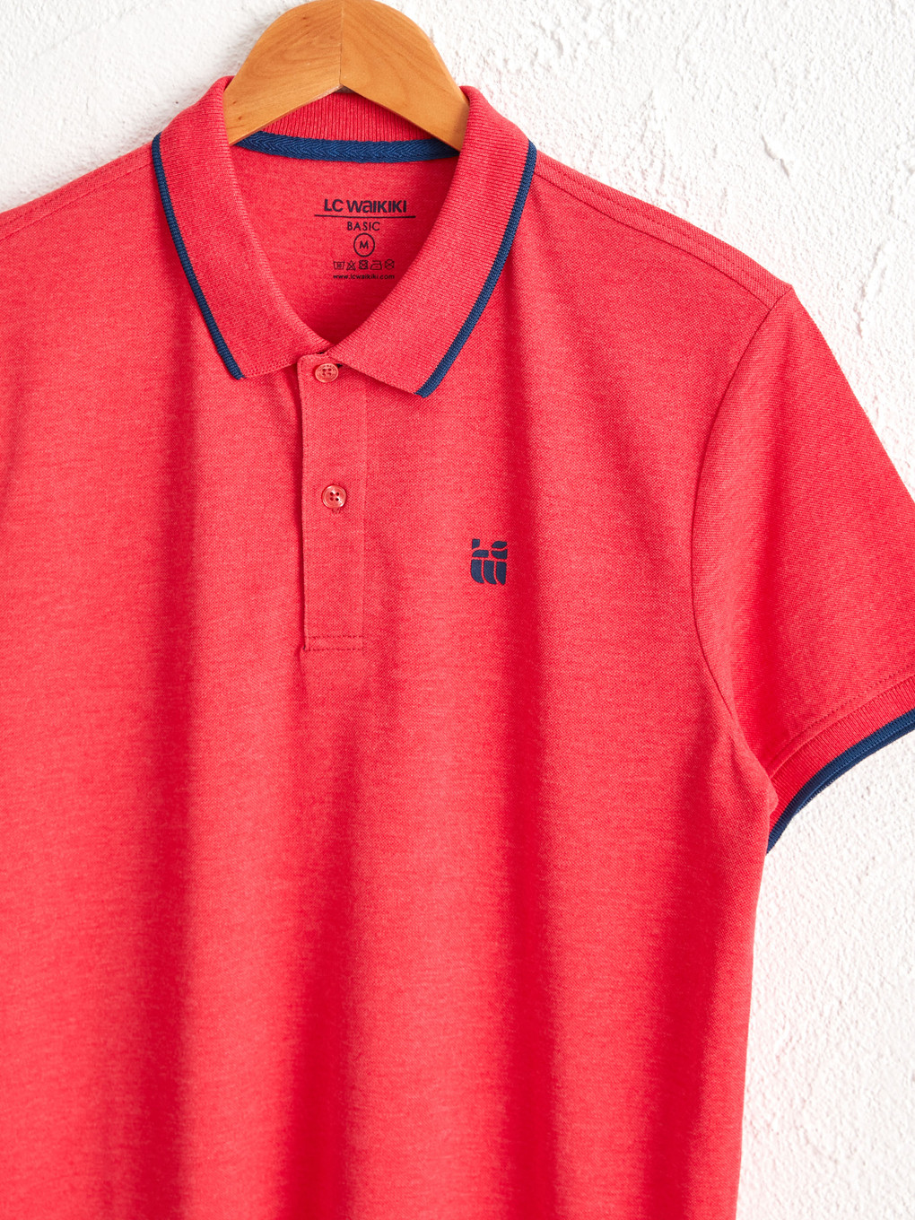 Polo Neck Basic Short Sleeve Pique T-shirt-2