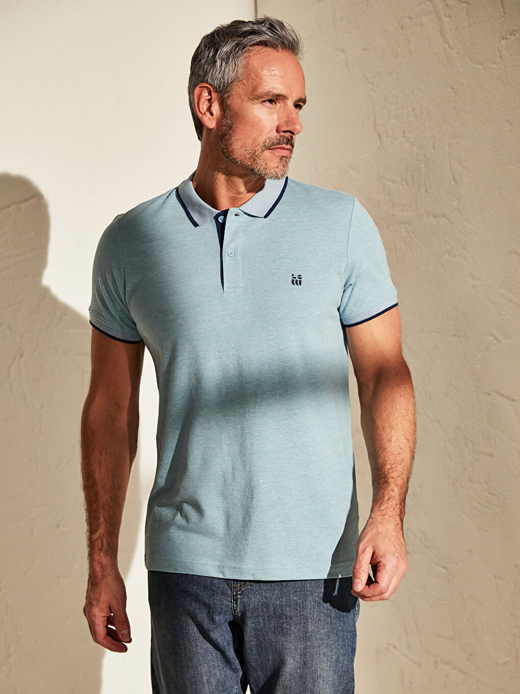 Футболка с воротником поло, базовая, с коротким рукавом, из ткани пике-1