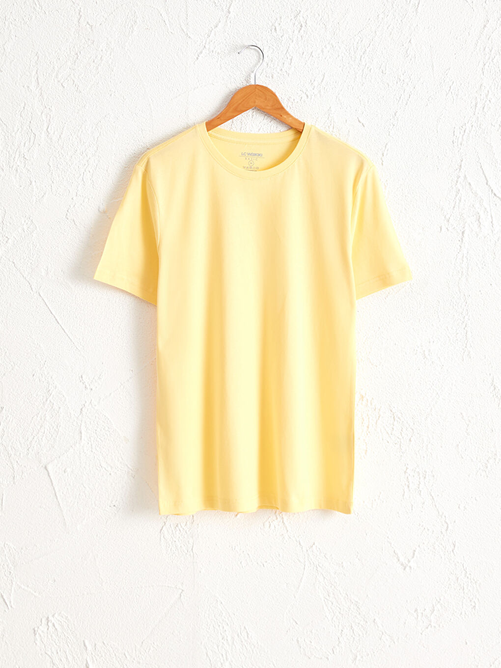 Sarı Bisiklet Yaka Basic Penye Tişört