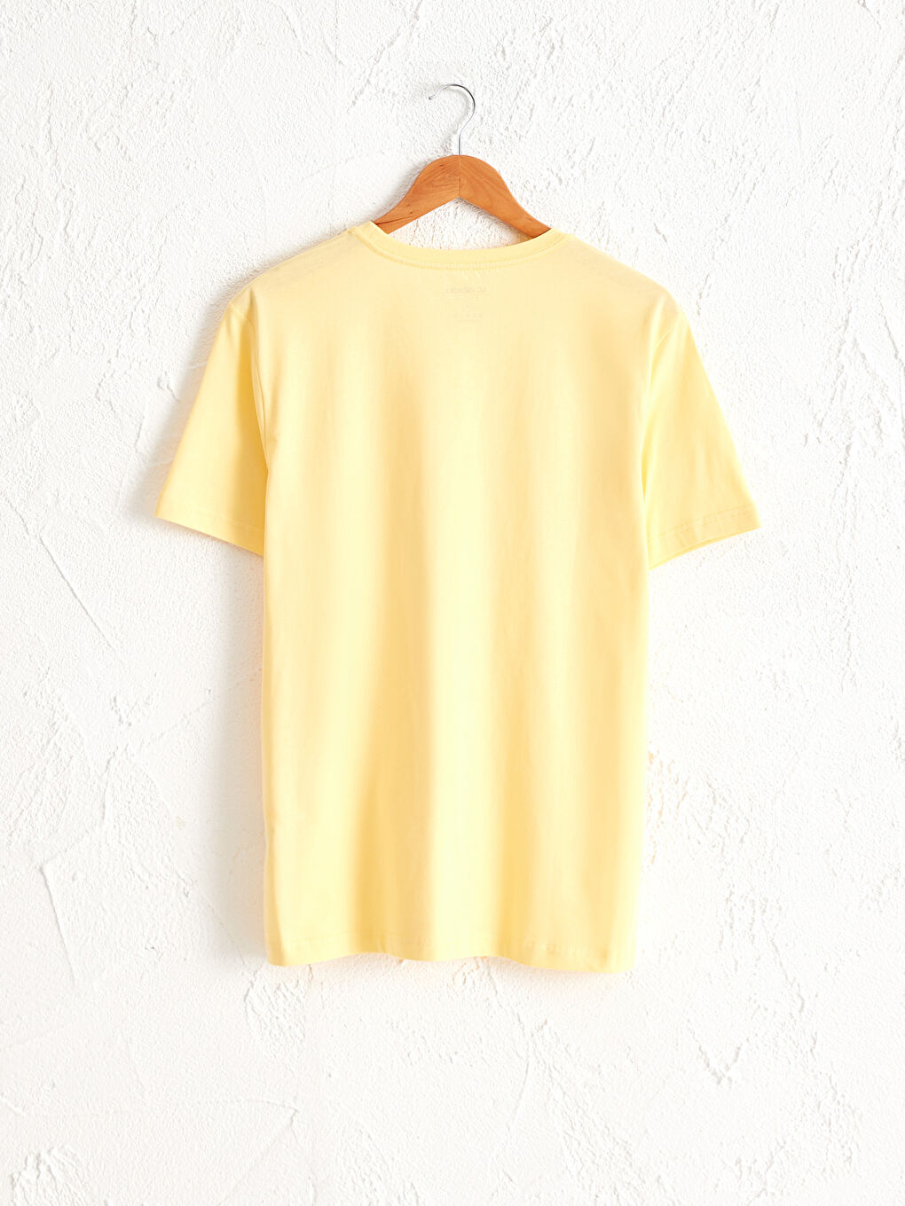 Sarı Bisiklet Yaka Basic Penye Tişört-1