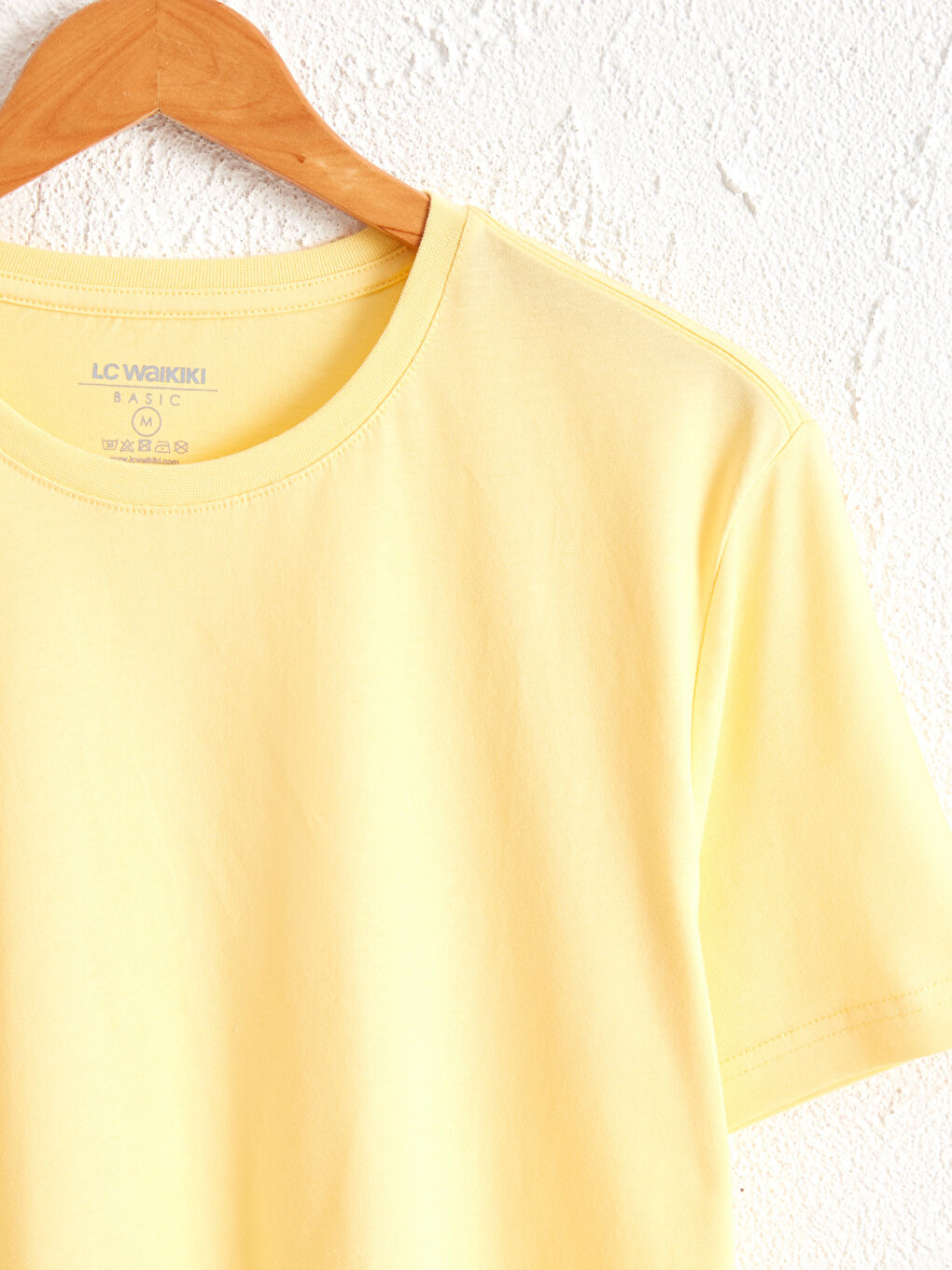 Sarı Bisiklet Yaka Basic Penye Tişört-2