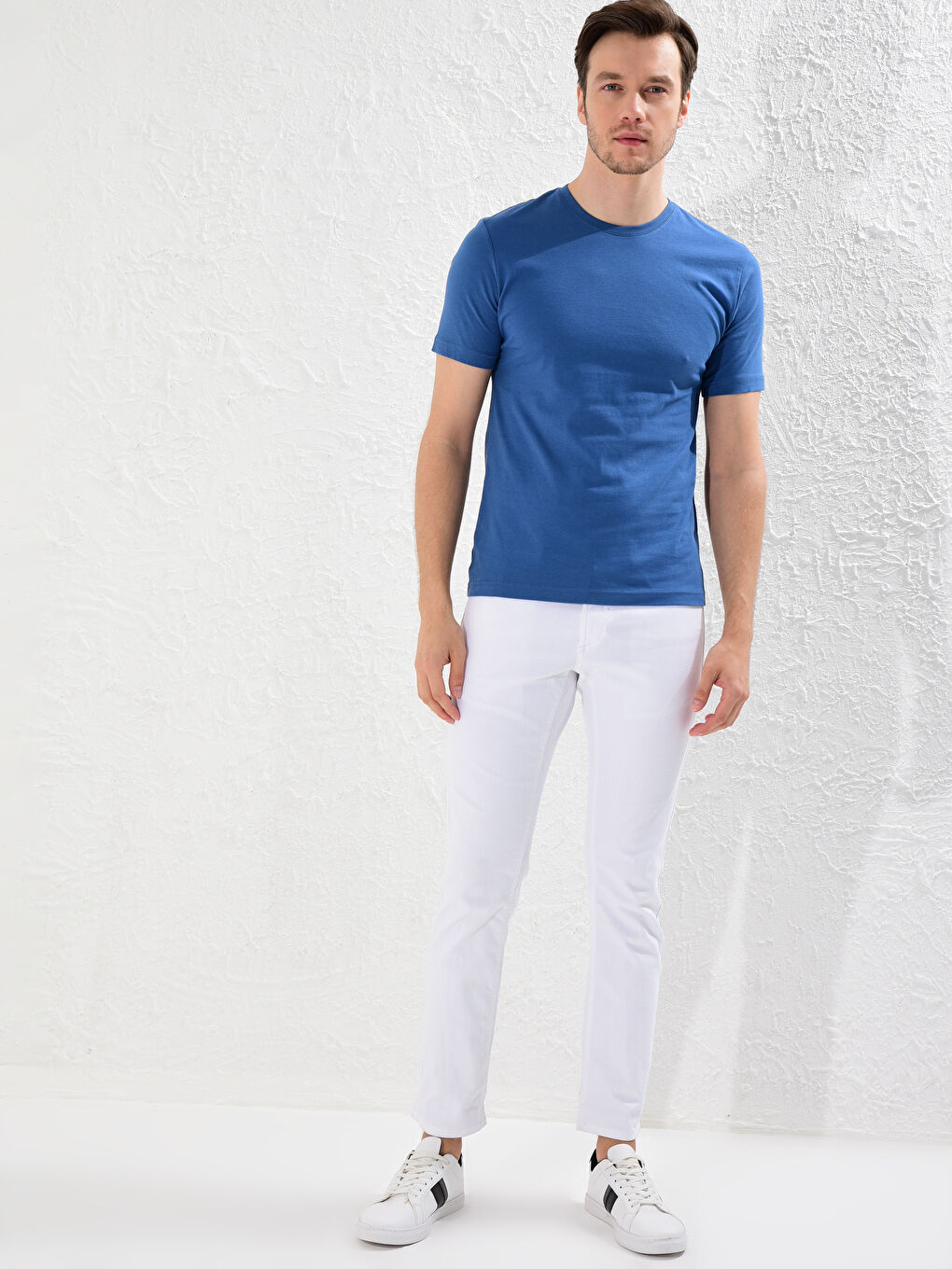 İndigo Bisiklet Yaka Basic Penye Tişört-1