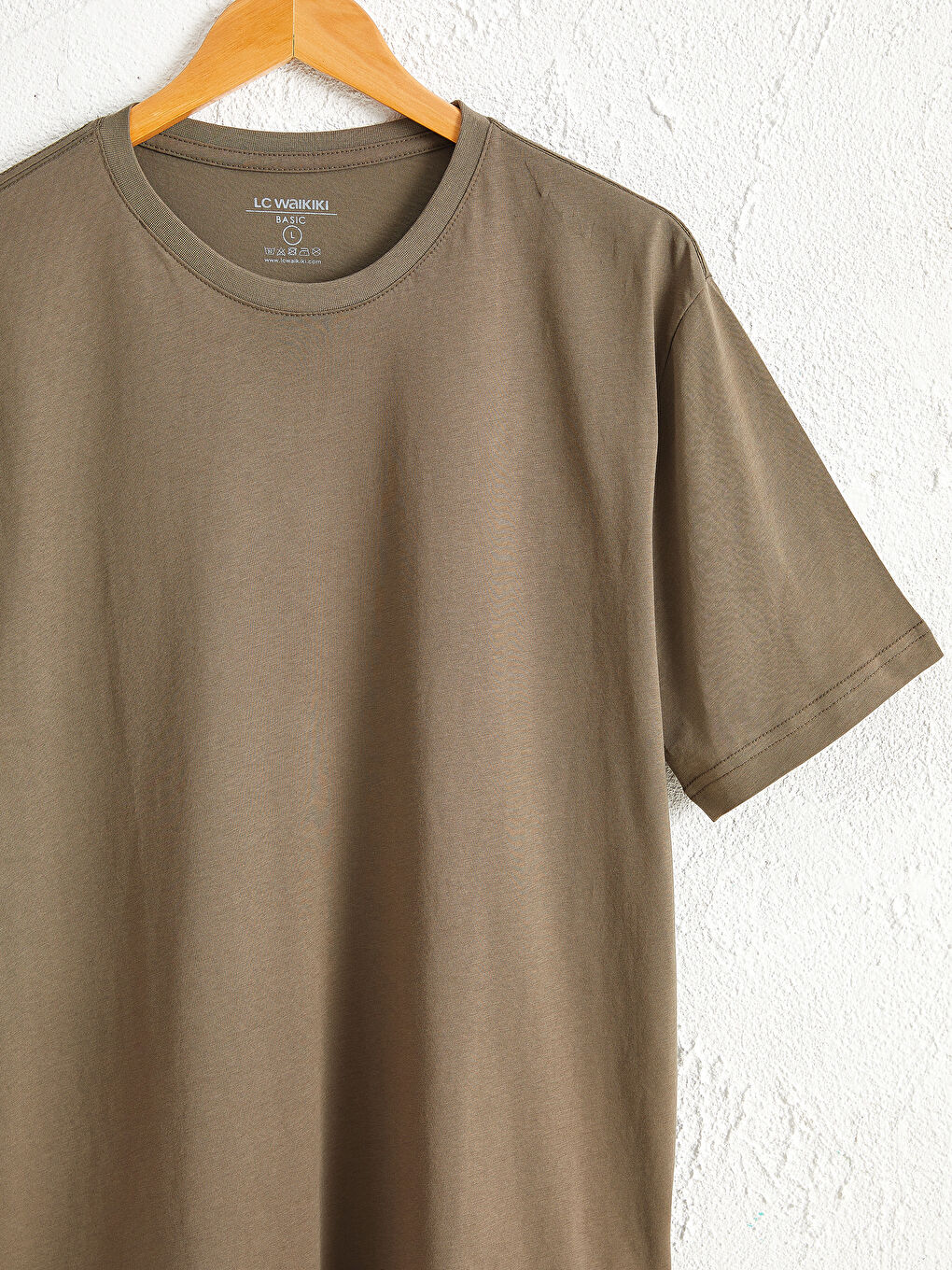 Kahverengi Bisiklet Yaka Basic Penye Tişört-2