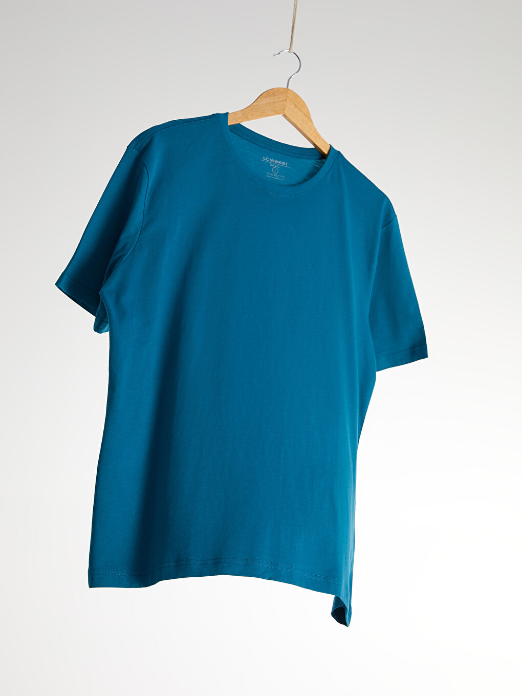 Petrol Bisiklet Yaka Basic Penye Tişört