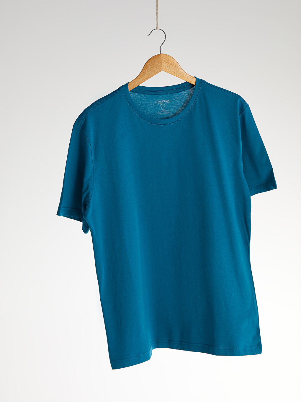 Petrol Bisiklet Yaka Basic Penye Tişört-1