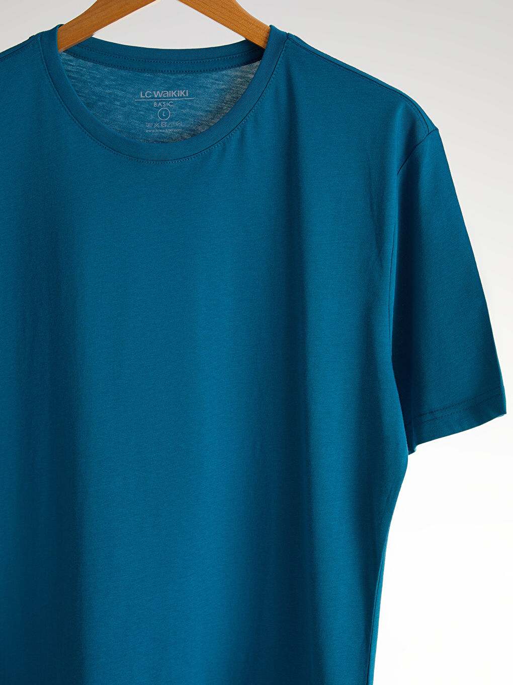 Petrol Bisiklet Yaka Basic Penye Tişört-2