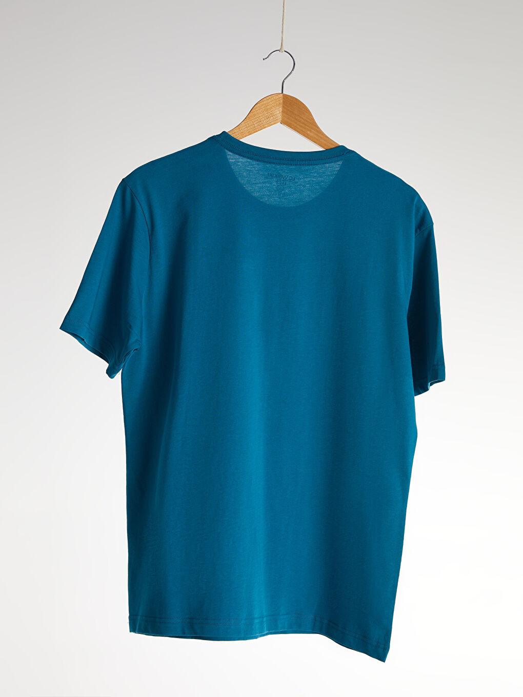 Petrol Bisiklet Yaka Basic Penye Tişört-3