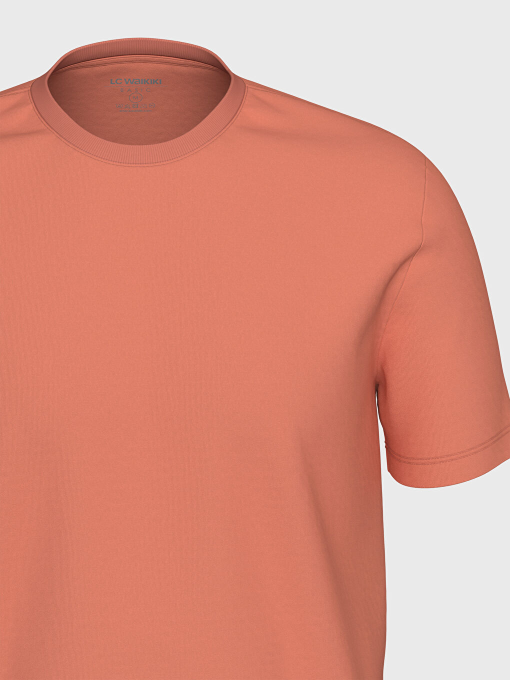 Turuncu Bisiklet Yaka Basic Penye Tişört-2