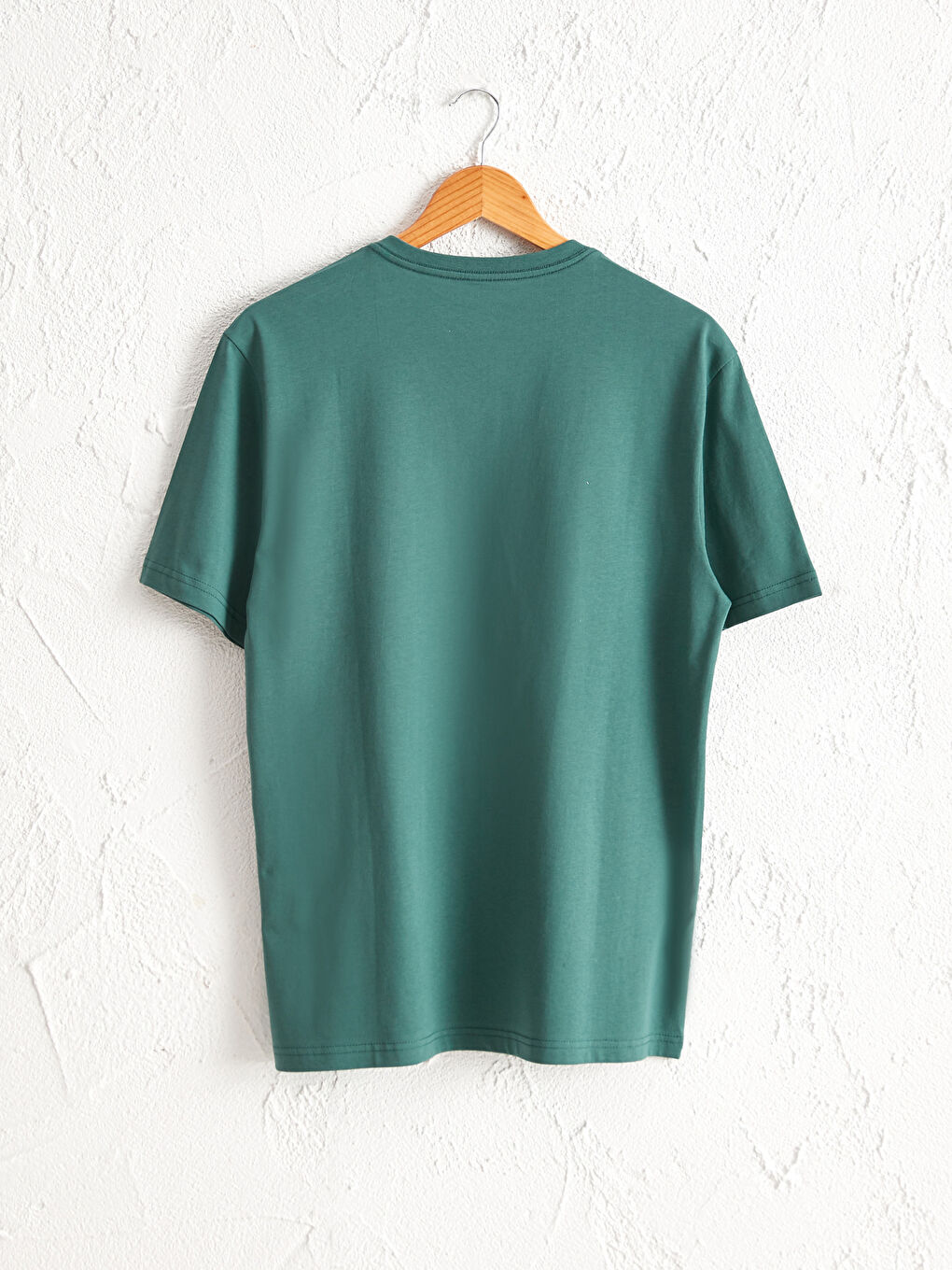 Yeşil V Yaka Kısa Kollu Basic Pamuklu Erkek Tişört-1