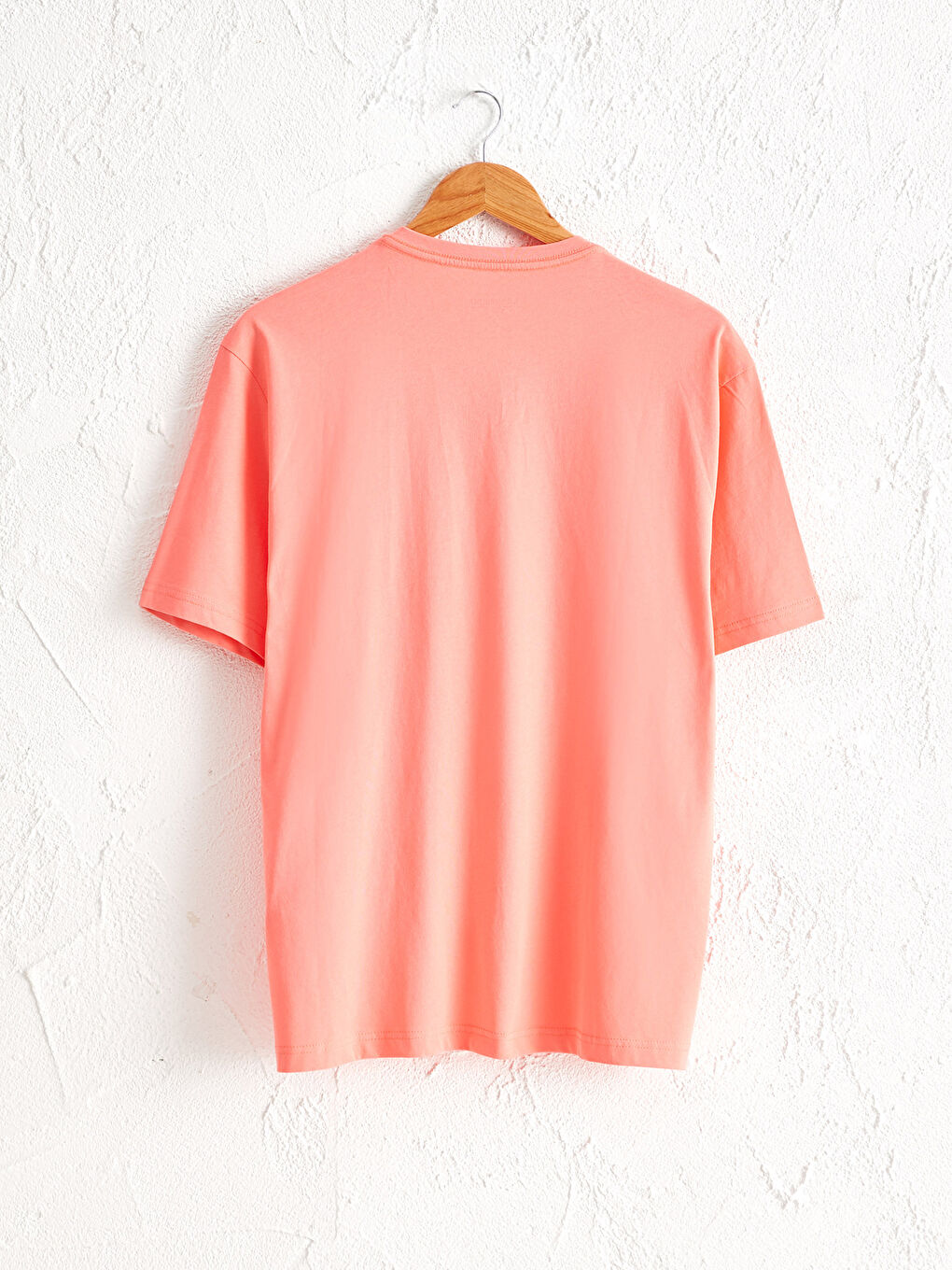 Mercan V Yaka Kısa Kollu Basic Pamuklu Erkek Tişört-1