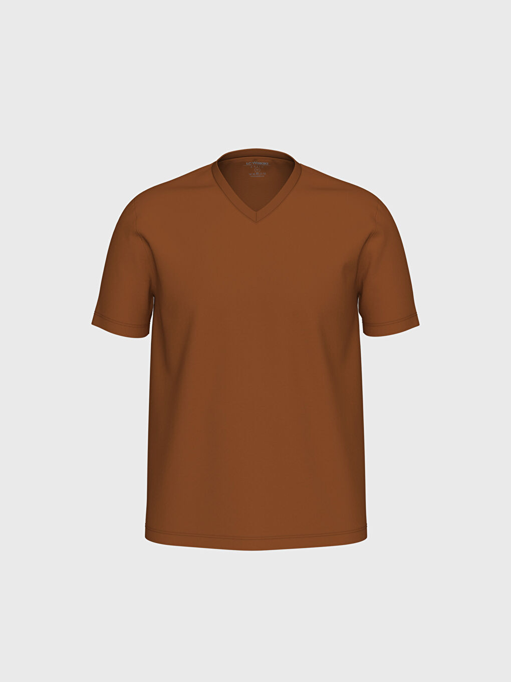 Turuncu V Yaka Kısa Kollu Basic Pamuklu Erkek Tişört