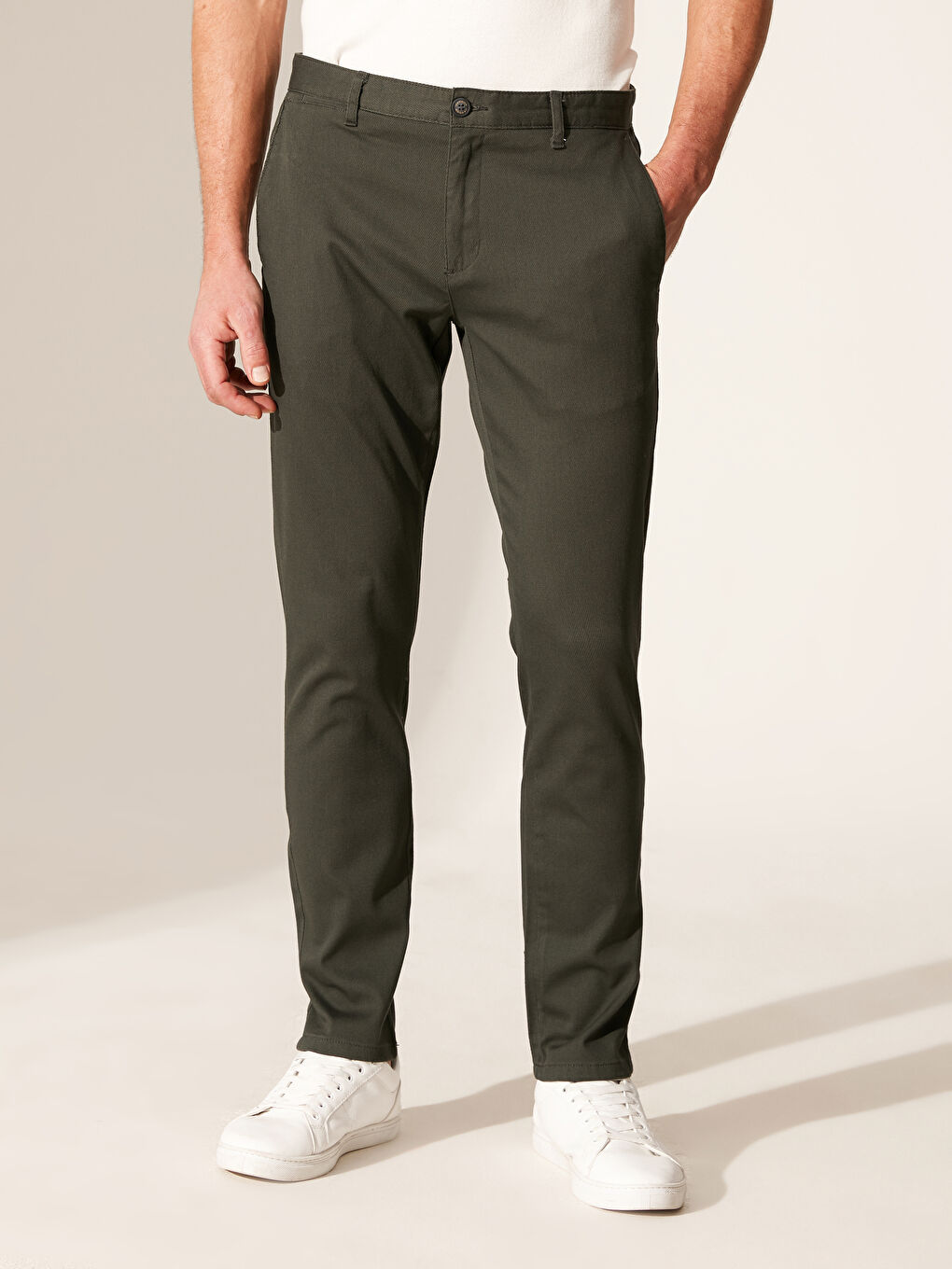Yeşil Dar Kalıp Chino Pantolon-3