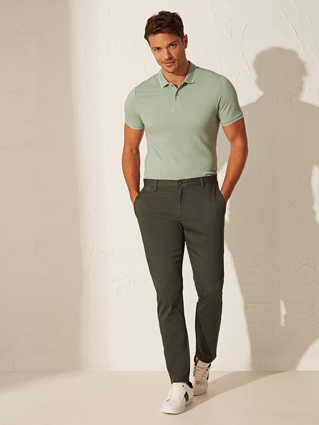 Yeşil Dar Kalıp Chino Pantolon-4