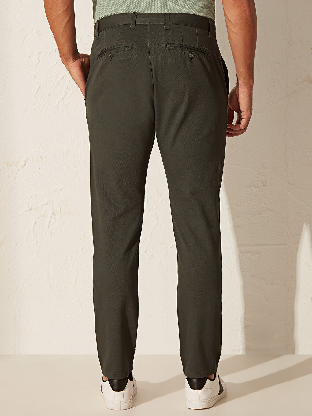 Yeşil Dar Kalıp Chino Pantolon-5