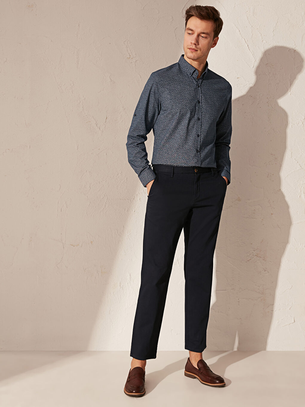 Lacivert Normal Kalıp Chino Pantolon-2