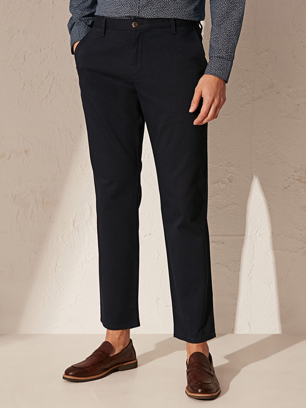 Lacivert Normal Kalıp Chino Pantolon-3